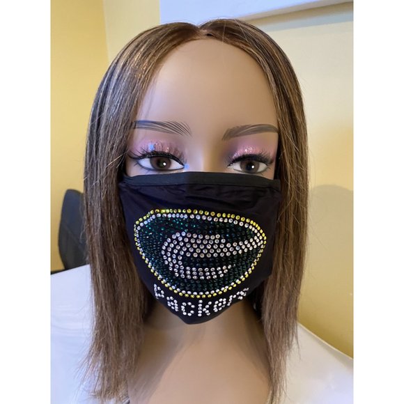 Green Bay Packers Bling Face Mask Front Logo - Picture 3 of 10